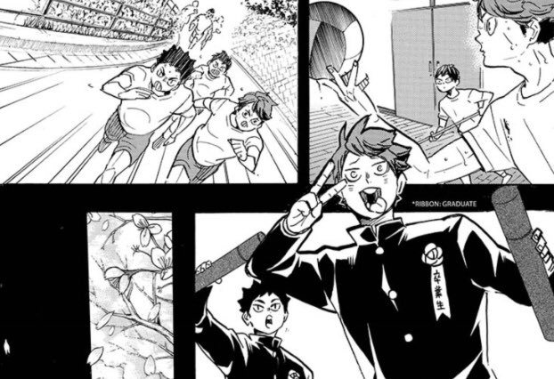 ALSO the way furudate included oikawa and iwaizumi to show kageyama's shifting social dynamic in volleyball is just *chefs kiss* bc it means he didnt meet anyone as passionate as he is outside of his family until iwaoi ? but then they graduated and he was on his own again ?? 