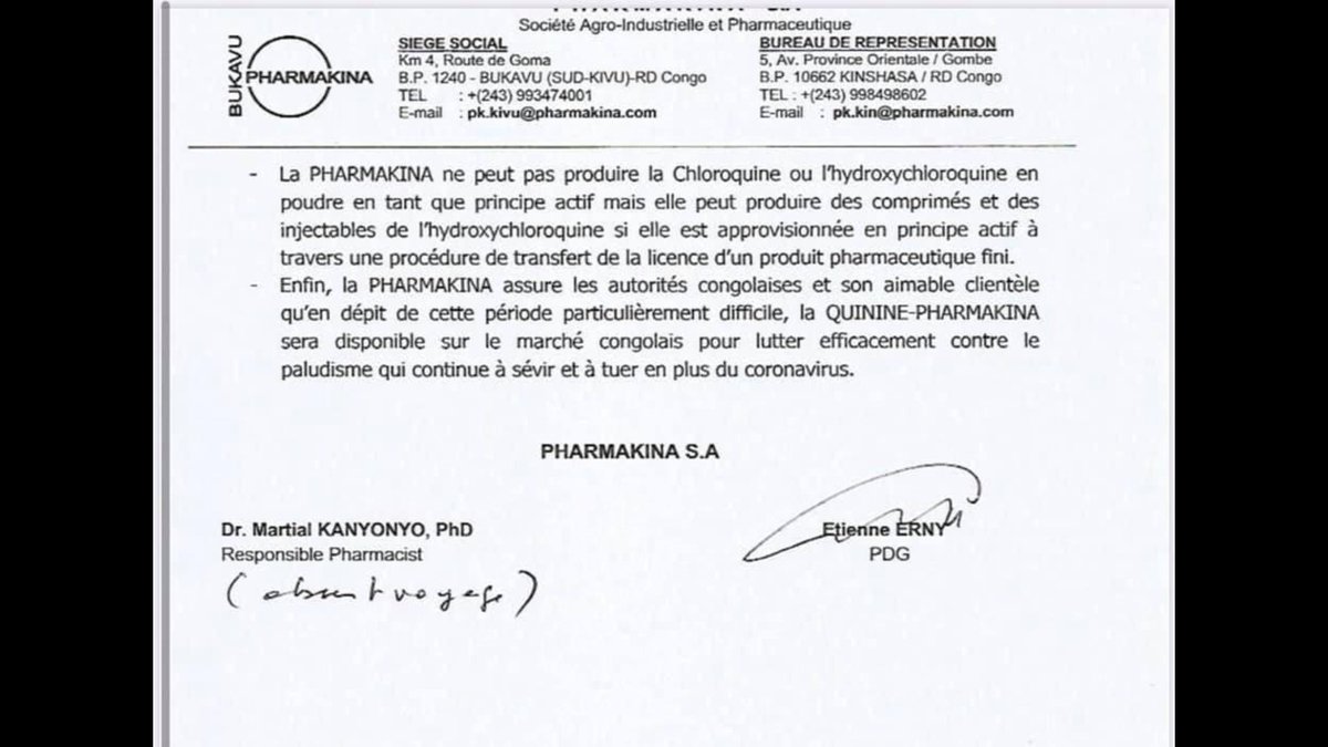 NgalulaPe's tweet image. #RDC Dans cette lettre qui nous provient de la pharmakina, usine qui fabrique de la Quinine, il y a quelques elements qui peuvent interesser les chercheurs et autorites congolaises
@TinaSalama2 @Presidence_RDC @Luc_Gerard 
a vous #stemdrc Dr @B_A_Lubamba, Dr @LindaMobula