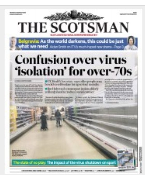 9/13The next criticism of the UKGov plan was this piece by the Scotsman. Unfortunately, they didn't keep it up (Salmond)Until today's news in the Sunday Times you might conclude UKGov's handling of  #coronavirusuk was excellent, their preparedness perfect. NHS ready.