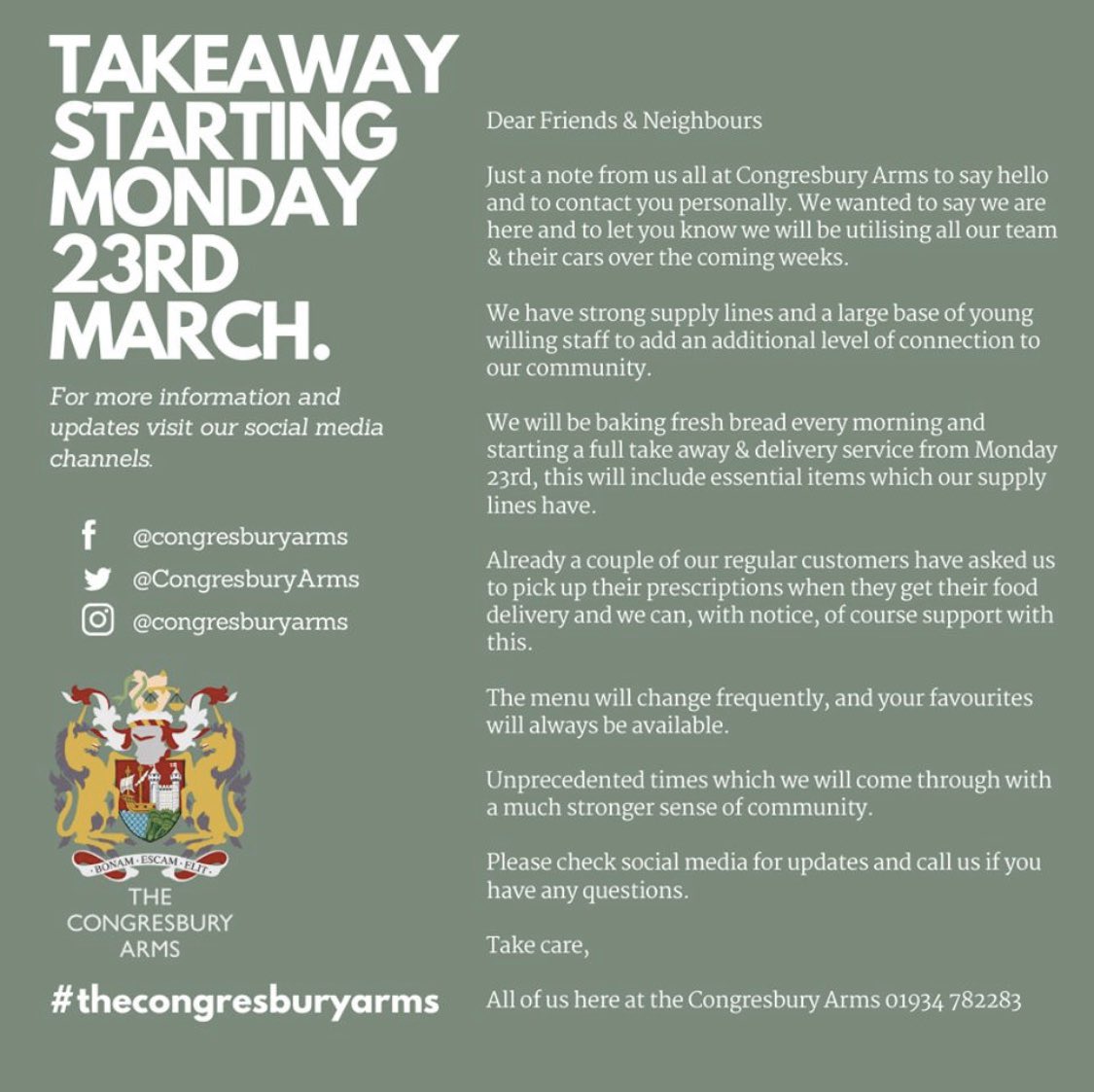 CongresburyArms's tweet photo. #takeaway https://t.co/SbKBTKdzrX