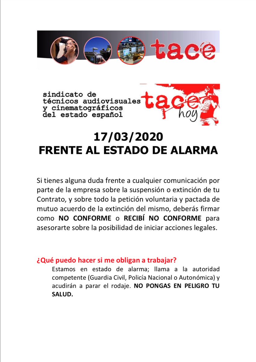 AMAE_pro's tweet photo. Te compartimos este documento de TACE con preguntas y respuestas que pueden resultarte útiles para enfrentar las situaciones que se estén dando en tu ámbito laboral.
Muchísimo ánimo, en estos momentos difíciles, recuerda que no estás solo.
#Quedateencasa https://t.co/TFrPNoQzew