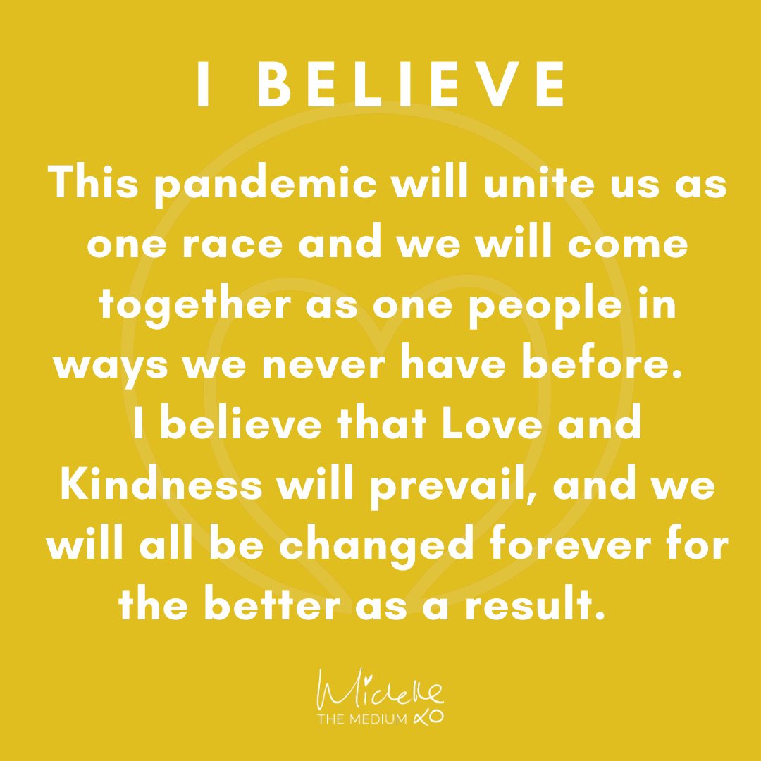 michellearmst's tweet photo. I have incredible hope we arrive on the other side of this pandemic stronger, more united then ever before. #covid19 #michellethemedium https://t.co/uFjVeKRZAN