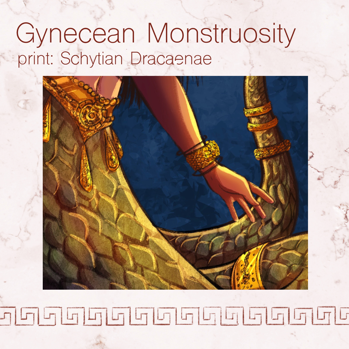 Schytian Dracaenae print: sneak peek!shop will open April 2nd https://forms.gle/M1411NFH7vbY1YxK9_____________________ #mythology  #myth  #greekmythology  #ancientgreece  #classics  #classicliterature  #naga  #zine  #art  #artistsontwitter  #scythiandracaenae  #monsterlady  #snake  #monster