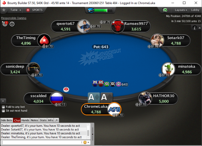 LukaChrome's tweet photo. @EasyWithAces Literally first hand I got dealt today, got walked obv. Also last hand I won, miserable day so far. #easywithaces [ChromeLuka] https://t.co/6GHF3hII50