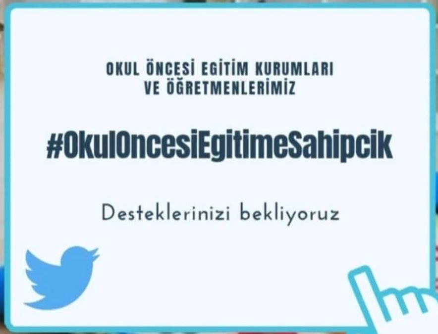 Çocuklarımıza eğitim/bakım hizmeti veren,istihdam sağlayan kreş, gündüz bakımevi ve anaokulları HAYATTA KALSIN. Sabit GENEL GİDER desteği bekliyoruz. #okuloncesiegitimesahipcik <a href="/tcbestepe/">T.C. Cumhurbaşkanlığı</a> <a href="/RTErdogan/">Recep Tayyip Erdoğan</a> <a href="/HMBakanligi/">T.C. Hazine ve Maliye Bakanlığı</a> <a href="/BeratAlbayrak/">Berat Albayrak</a> <a href="/ailevecalisma/">Cshabakanligi</a> <a href="/ZehraZumrutS/">Zehra Zümrüt Selçuk</a> <a href="/tcmeb/">Millî Eğitim Bakanlığı</a> <a href="/ziyaselcuk/">Ziya Selçuk</a>
