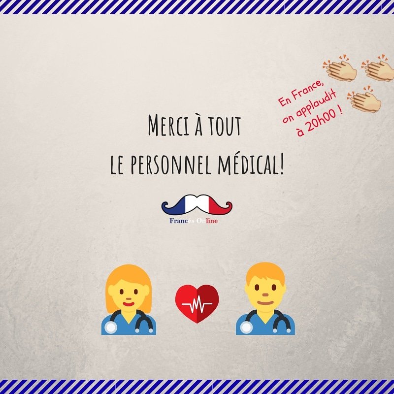 _Frances_Online's tweet photo. En France, on applaudit le personnel médical à 20 heures pour le soutenir et le remercier 👩⚕️👏🏻👨⚕️!
🗣️On l’applaudit aussi dans ton pays ? À quelle heure ?
-
#Francés #French #FLE #DELF #StayHome #StayAtHome #YoMeQuedoEnCasa #Mequedoencasa #Aplausos #Aplause https://t.co/U2k0pdHXSZ