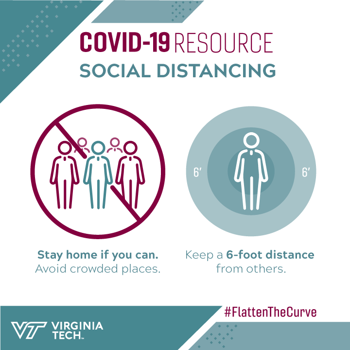 virginia_tech's tweet image. Do your part to #FlattenTheCurve and slow the spread of sickness — practice social distancing! 

Follow these steps and see more #COVID19 tips
👉 vt.edu/covid-19