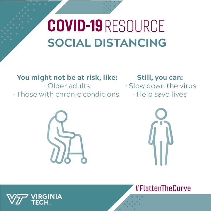 virginia_tech's tweet image. Do your part to #FlattenTheCurve and slow the spread of sickness — practice social distancing! 

Follow these steps and see more #COVID19 tips
👉 vt.edu/covid-19