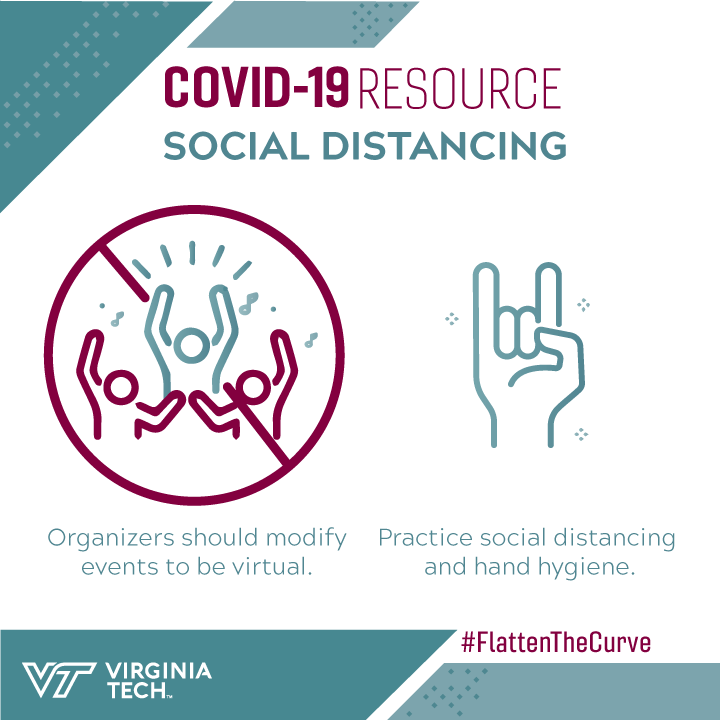 virginia_tech's tweet image. Do your part to #FlattenTheCurve and slow the spread of sickness — practice social distancing! 

Follow these steps and see more #COVID19 tips
👉 vt.edu/covid-19