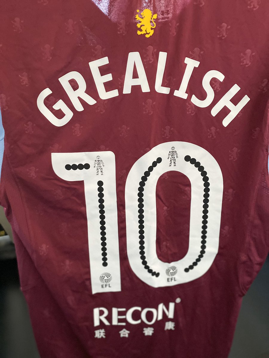 danbardell's tweet photo. A thread of my #AVFC shirts, one a day to begin with, might see us to the end of all this sadness. 

1. Probably one of my best, although haunting memories. 

Match issue Jack Grealish Play off Final 2017-18 home shirt.

Only 2 of this shirt ever made. 

#avfc #utv https://t.co/kCLGdGe382