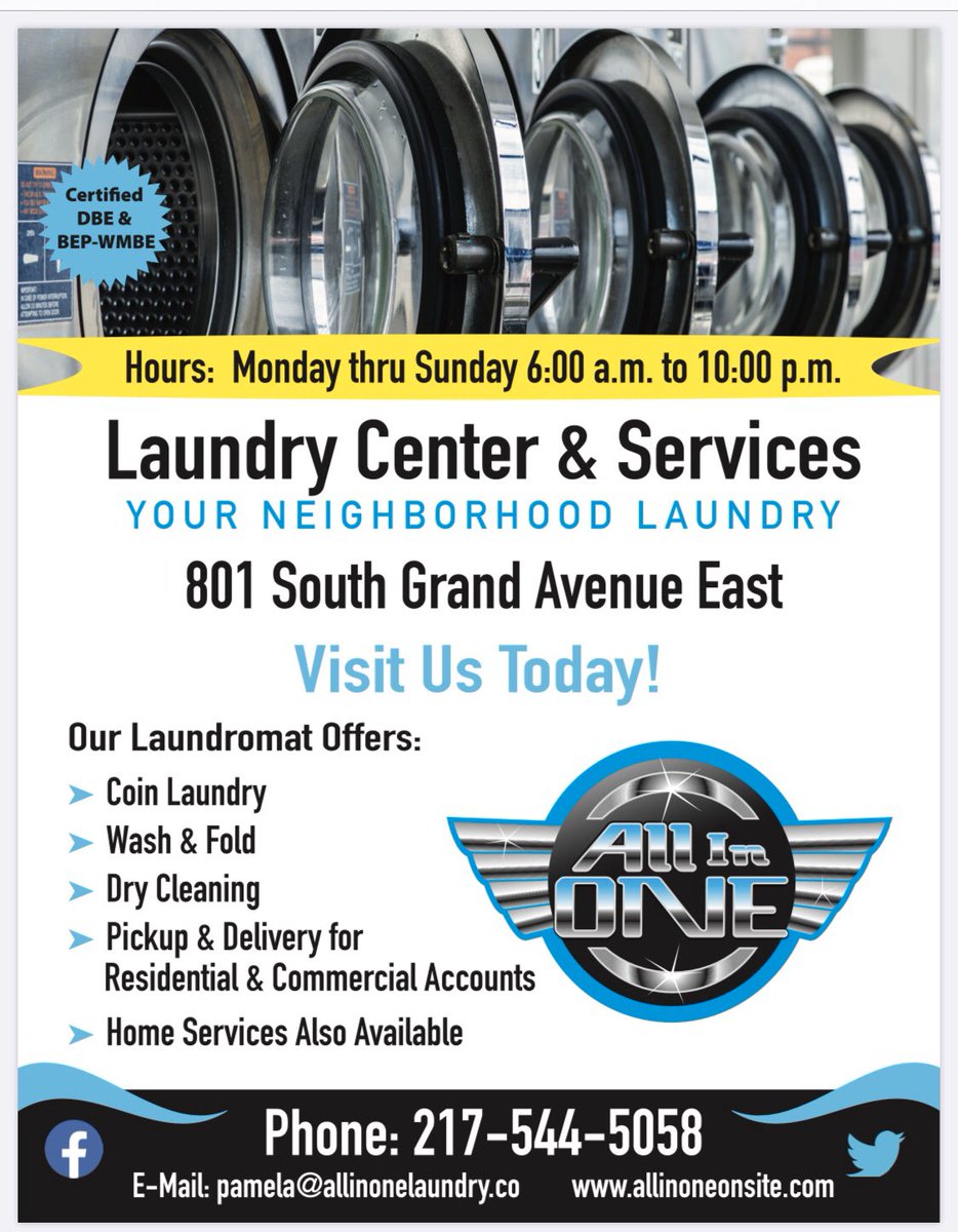 Wash &amp; Fold. Let us do the laundry for you.  We’re ready to help with our drop-off laundry service. Just drop off your dirty laundry and we’ll do it for you.  Curbside pick up available.  Call us at 217-544-5058 to make arrangement.
