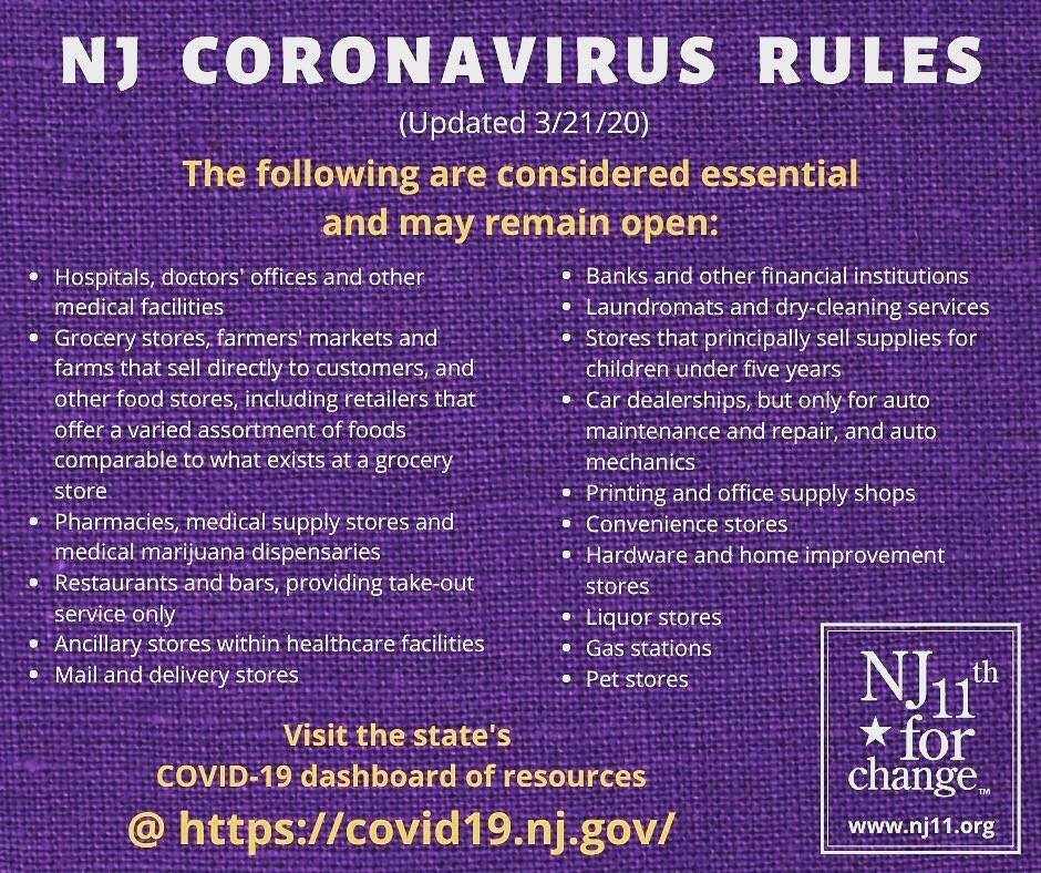 Examples of businesses that will remain open across the state during the Stay Home order issued by <a href="/GovMurphy/">Governor Phil Murphy</a>