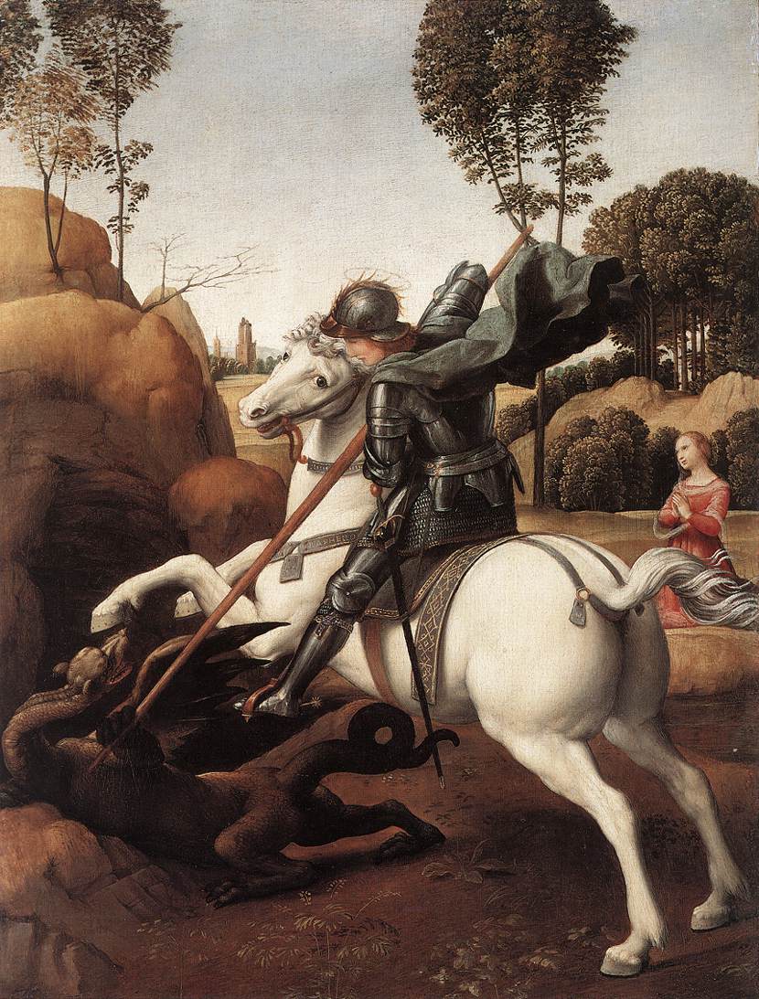 artistraphael's tweet photo. St. George and the Dragon, 1506 #highrenaissance #raphael https://t.co/htM4K9y3ks