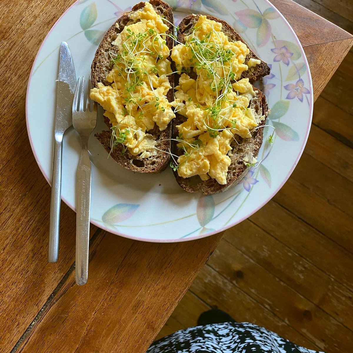 Day 6. Gorgeous day; cress harvest; eggs on  @twelvetriangles sourdough; green eyeliner.