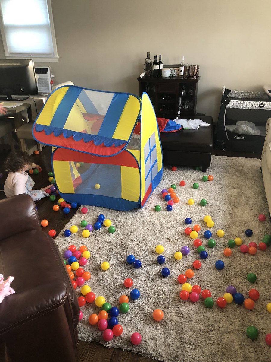 Tmeara27's tweet photo. Day 7: Ball pit active and work stations ready for Monday. https://t.co/qHyNB1WH7v