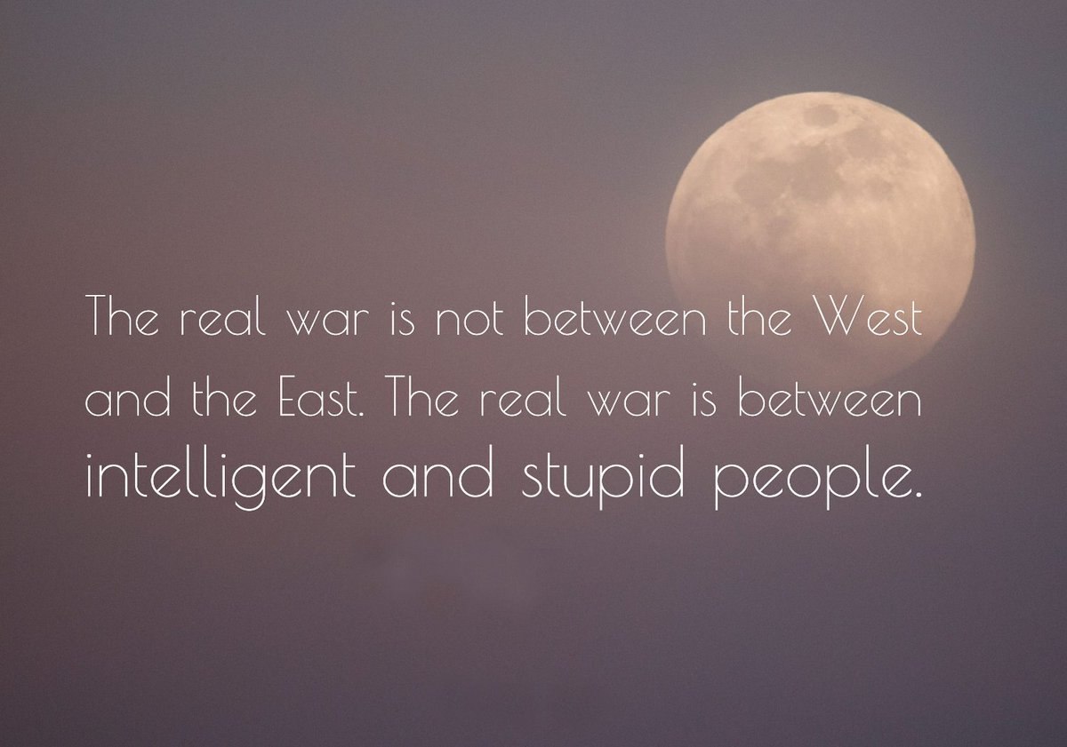 The real war is not between the West and the East. The real war is between intelligent and stupid people.