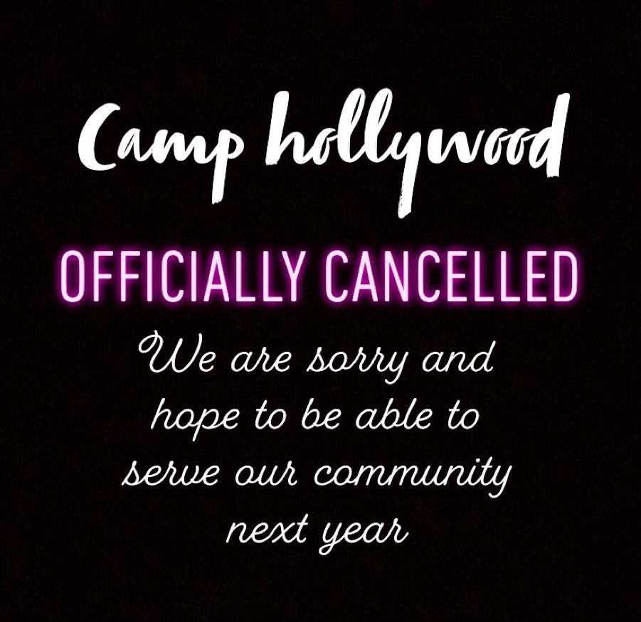 WEHS Camp Hollywood is officially cancelled for this year. We are saddened by it, but hope your families are doing well, and staying safe.
