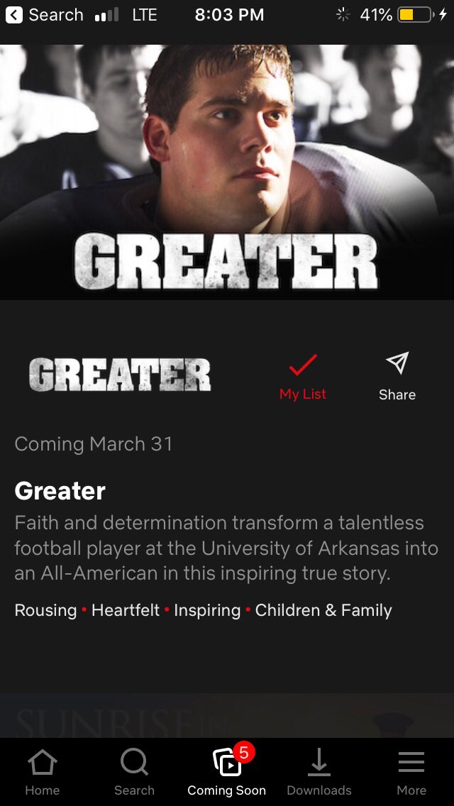 Burlsworth_Fdn's tweet photo. #Repost @greaterthemovie is coming to Netflix March 31st! Please share! https://t.co/o0dNvCJH88
