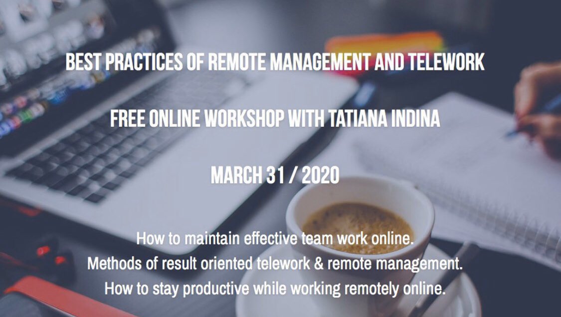 Mission2marsA's tweet photo. Join our free special online training on REMOTE TEAM MANAGEMENT AND TELEWORK with Tatiana Indina this week : https://t.co/4XjdeykniF  👨‍💻👨‍💻👨‍💻

#telework2020 #remotemanagement2020 #StayHome2020 #remoteteams2020 #onlinelearning2020 #onlineworkshop https://t.co/3WeIEpzOHA