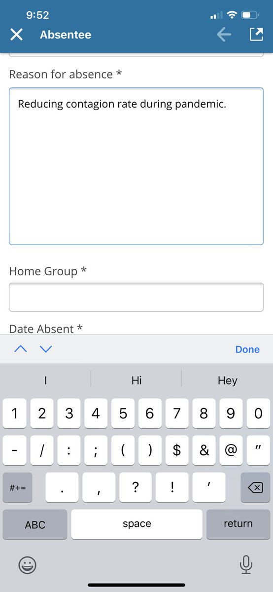 Filling out the online school absentee form. Seems like a fair excuse 💁🏼‍♂️ #stayhomeifyoucan