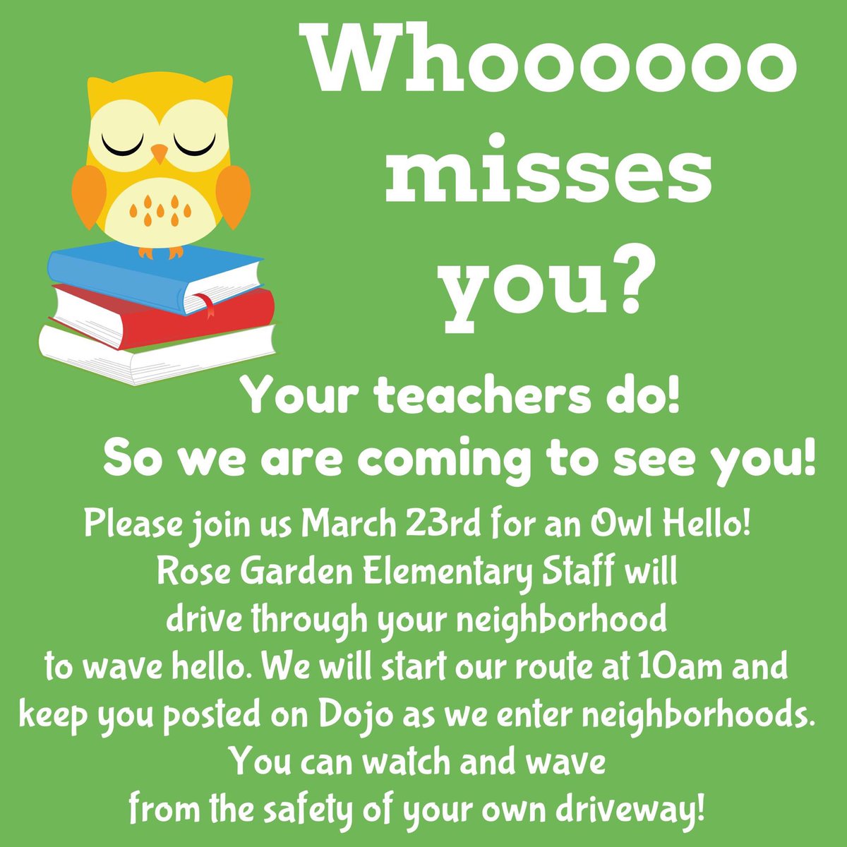 RoseGardenElem's tweet photo. RGE teachers and staff can’t wait to see you! https://t.co/pyWE9FvWyh