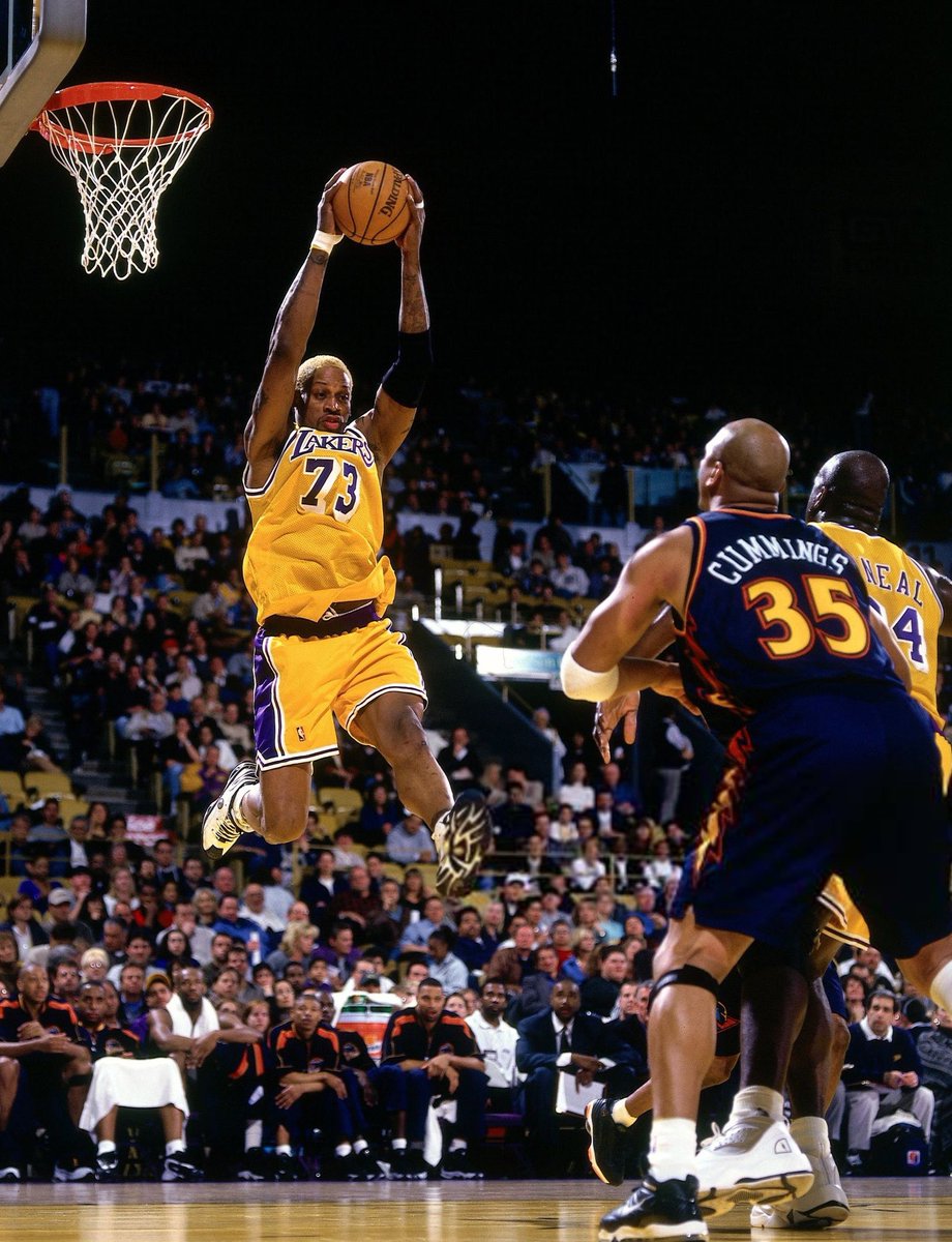 During Dennis Rodman’s 23 games with the Lakers in ‘99, he faced Terry Cummings of the Warriors twice.Cummings played 72 games for Golden State between 1998 & 2000.