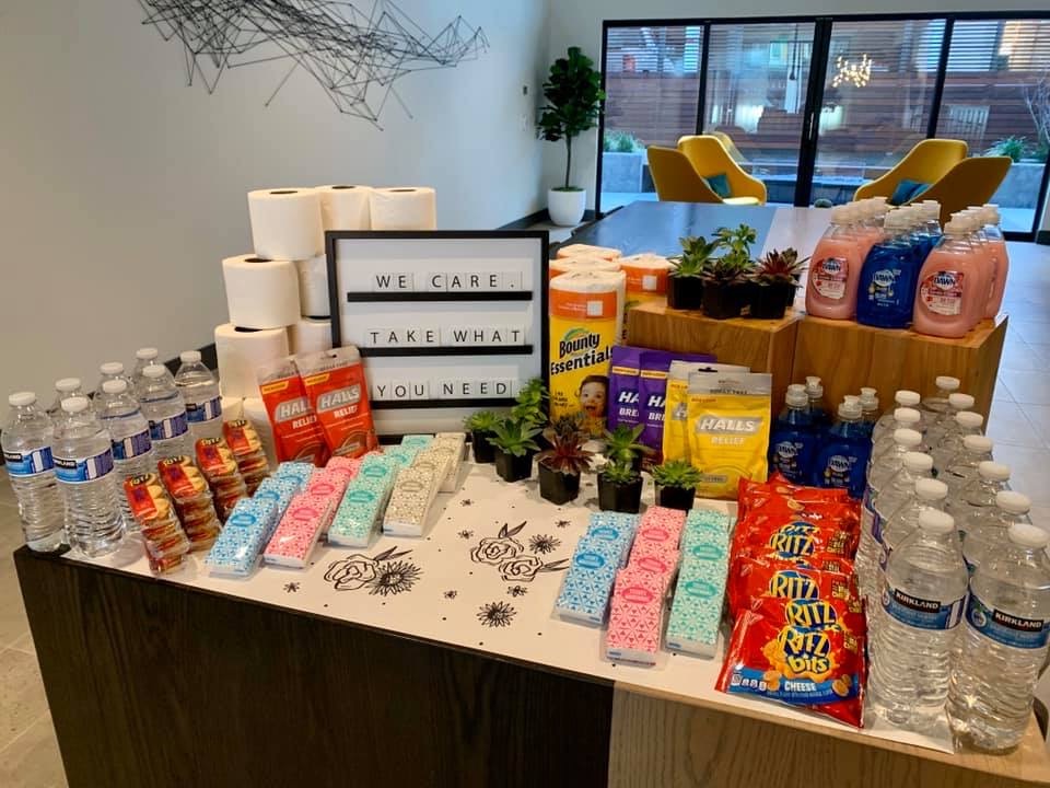 Our of our teams set up this AMAZING care station in their lobby to help take care of their people. We're thankful at least some people are getting toilet paper!

#carestation
#loveyourneighbor
#covid19
