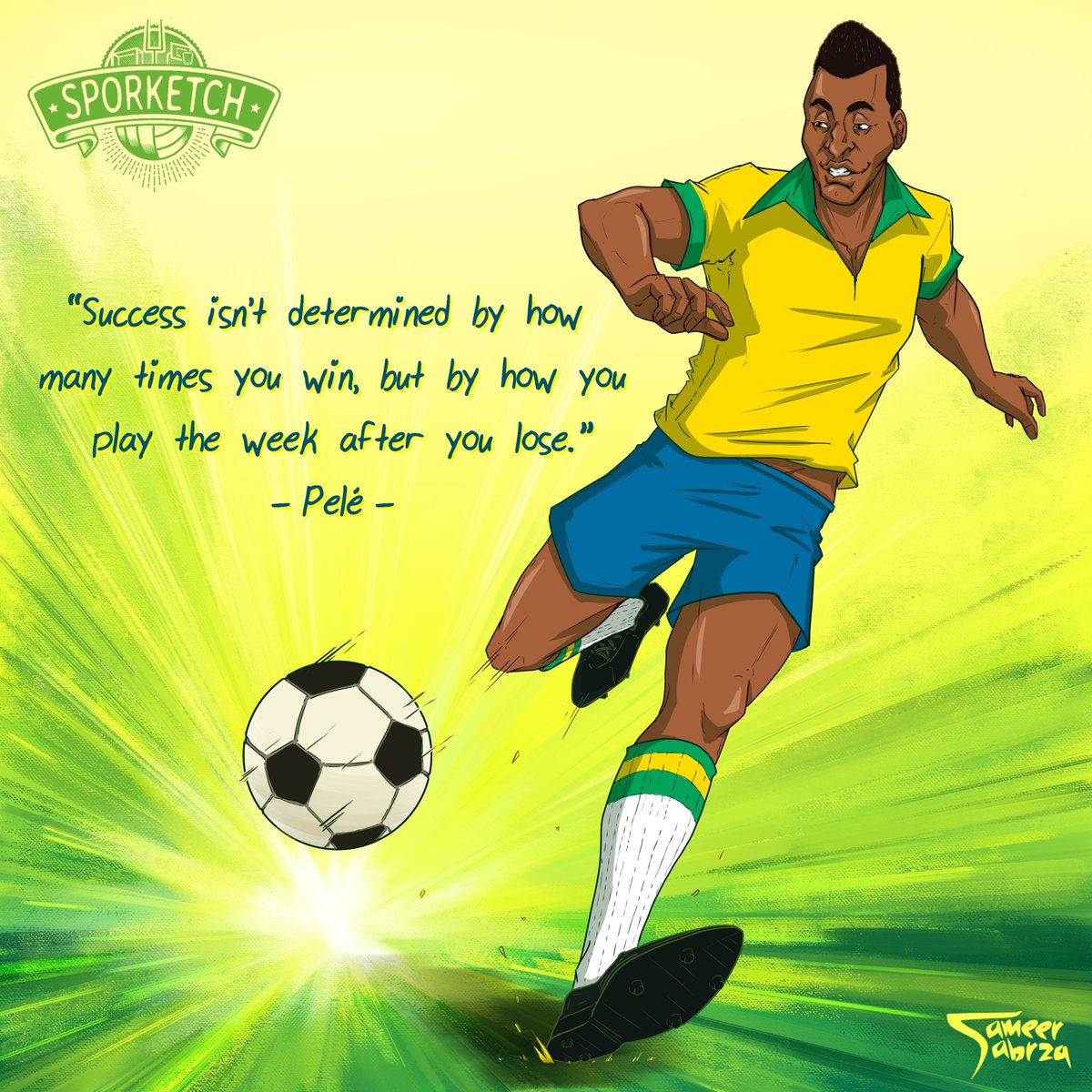 sporketch_main's tweet photo. Soccer legend PELE became a superstar with his performance in the 1958 World Cup. Pelé played professionally in Brazil for two decades, winning three World Cups along the way.
#pele #brazil #sporketch #sameeraburezeq https://t.co/sP06Lfpxs7