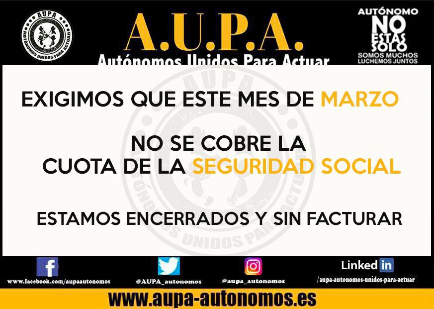 Después de las medidas aprobadas, y que nos dieron las gracias en rueda de prensa, por qué no se cumple con lo prometido con aquéllos compañeros que sí cumplen los requisitos, eximiéndoles de pagar la cuota? Por qué no se mantiene la promesa de aplazamiento?
#COVIDー19
#yosoyAupa