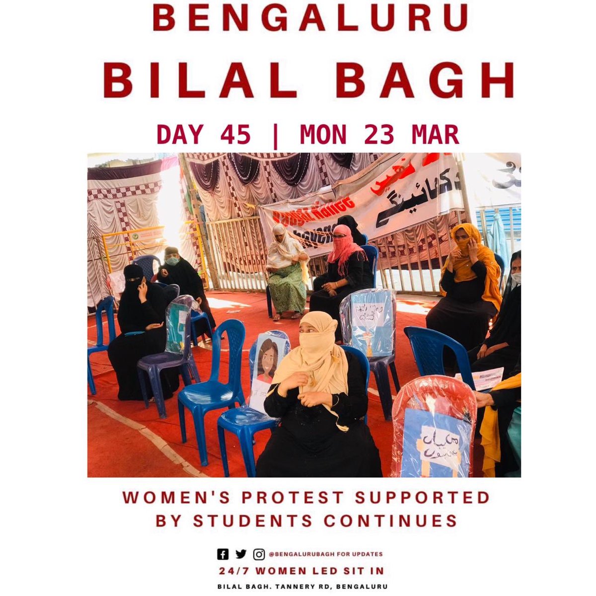 bengalurubagh's tweet photo. Day 45

Bengaluru Bilal Bagh women’s protest supported by student continues with all the corona preventive measures. https://t.co/3I4tlatlbB