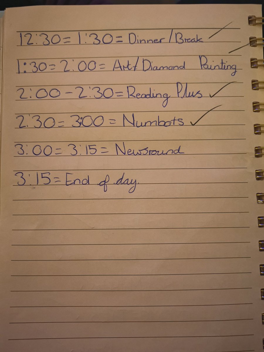 Mrs__Doug's tweet photo. @FallaParkSchool @Miss_Carr_Falla
Thought this would make you smile 😁 Holly has planned her own school day😂😂 https://t.co/1GP0taWibm
