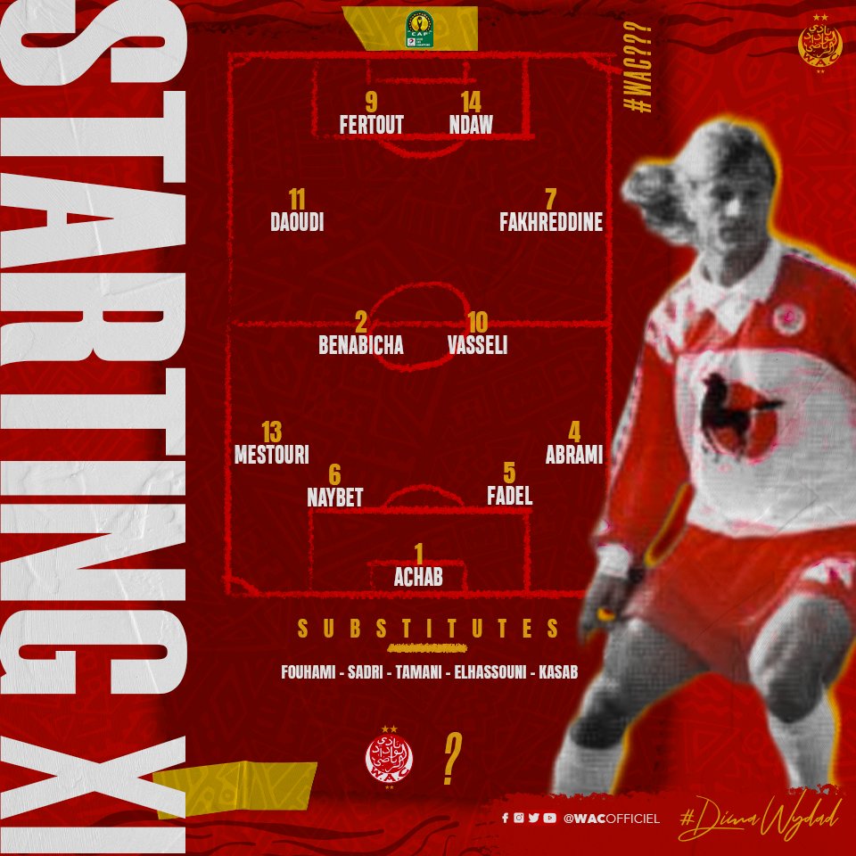WACofficiel's tweet photo. تشكيلة لا تخلو من النجوم و الأساطير، من كان خصمنا في هذا اللقاء و كم كانت النتيجة 🤔 ؟؟
Who is the opponent that we faced with this lineup and what is the score of this game ❓

Sign : 1992

#DimaWydad https://t.co/5bELp7aRaS