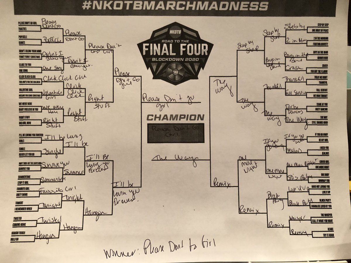 tmisinski's tweet photo. @DonnieWahlberg @NKOTB That was “Hard” to pick “The Right Stuff” “Tonight” #NKOTBMarchMadness https://t.co/EOEYwDvtBL