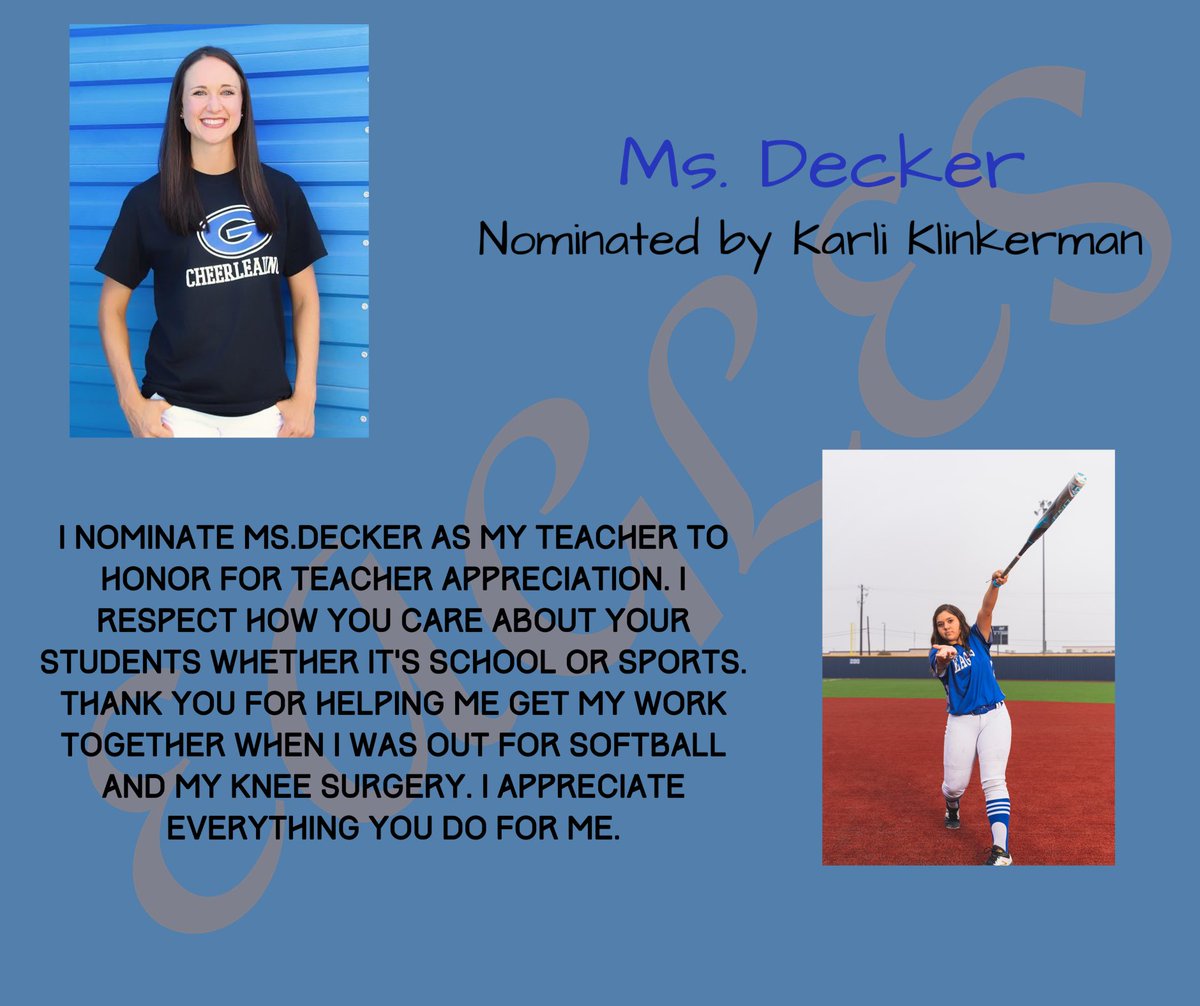 EFND_Softball's tweet photo. @KarliKlinkerman honors @HallieDecker for #softball teacher night
@GeorgetownHS  
👩🏻‍🏫💙🦅🥎
#teachernight #honoringeducators #ghseagles #ghssoftball #efnd https://t.co/Du4sOAMkJP