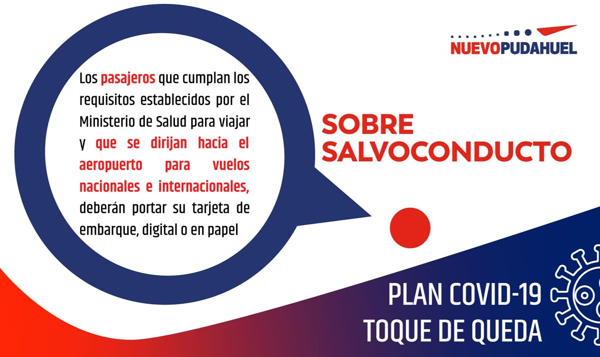 AeropuertoStgo's tweet photo. Con respecto al #ToqueDeQueda a partir de hoy 22/03 entre 22 hrs. y 5 hrs., les ofrecemos información sobre el salvaconducto para todo el personal que trabaja en el aeropuerto AMB, así como los pasajeros en llegadas y salidas de vuelos nacionales e internacionales. https://t.co/bvH9tpbH3P