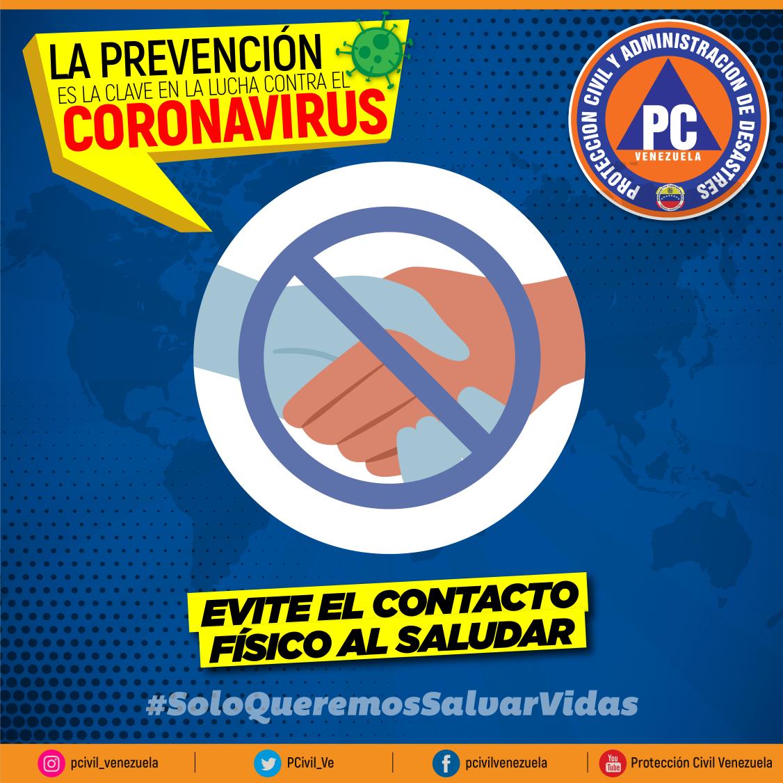 #Entérate | Hay medidas utilizadas para evitar la propagación del coronavirus, por ejemplo: Evite el contacto físico innecesario al saludar. ¡La clave es la prevención! #SemanaRadicalPorLaSalud #20Jul #SoloQueremosSalvarVidas