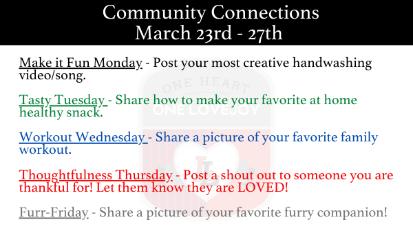 We are excited to continue connecting with our students as we are "Leaping into <a href="/Home/">Geneia@home</a> Learning" this week! Keep that #OneHeartOneLovejoy spirit flowing with our fun community connections! Tag your campus, LISD, and #OneHeartOneLovejoy, so we can all join in on the fun!