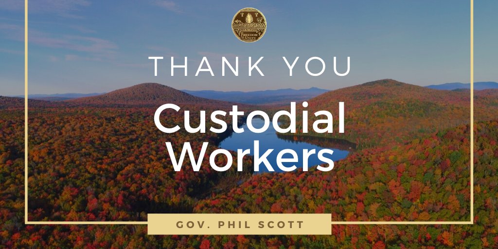 GovPhilScott's tweet photo. On behalf of all Vermonters, I want to extend my deep appreciation to custodial workers across the state who are working overtime to keep our spaces clean and safe. Thank you for helping us slow the spread of COVID-19. https://t.co/KKVx04fRxA