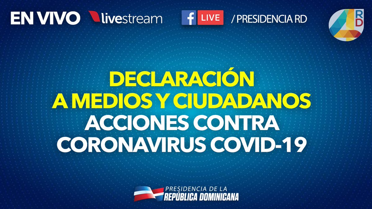 grisantycosme's tweet photo. [DECLARACIÓN A MEDIOS Y CIUDADANOS]
El ministro @MinpreRD Gustavo Montalvo (@GMontalvoFranco) hablará al país sobre #Coronavirus. 

#ENVIVO 👉🏼 https://t.co/Wn7yzXGscy

#CoronavirusRD https://t.co/YhEp1Nrqky