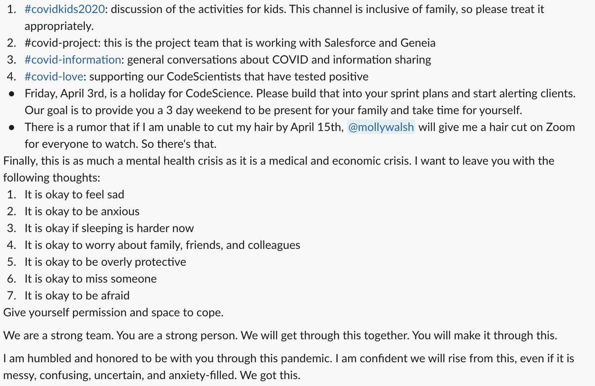 thepartycow's tweet photo. Posting my update to @codescience employees from earlier today. I am sharing because there is no roadmap on how to handle this situation and I hope it can be helpful to other leaders. I am thankful for other people's messaging that I was able to combine with mine. https://t.co/4aMjN6uLJb
