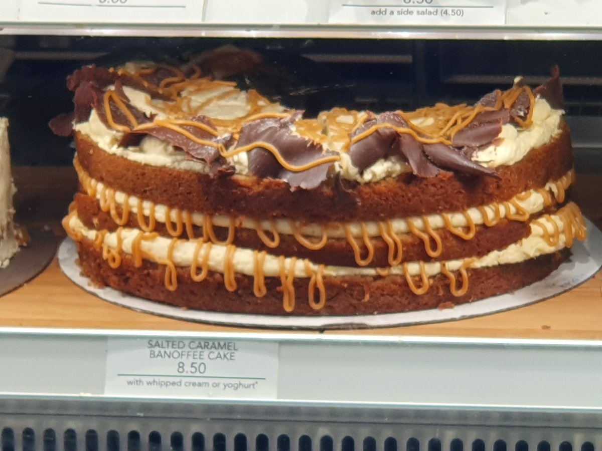 CCMerivale's tweet image. These are difficult coronavirus times, so I'm just going to post a picture of one of our cakes - salted caramel banoffee cake.