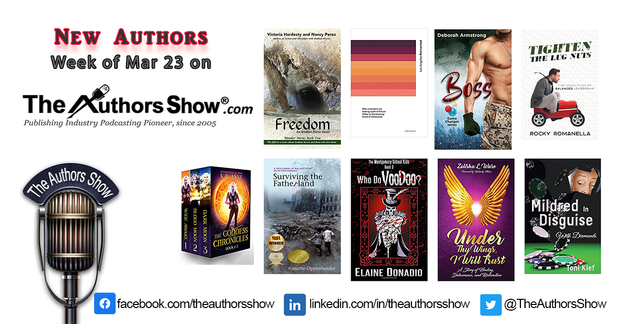 TheAuthorsShow's tweet photo. New authors week Mar 23 on https://t.co/JfqUvhxscn: @theauthorsshow @3sixtymgt  @LAreinvented @WriterDeborah @VictoriaHardes1 @aoppenlander @kbannewrite @tonikayk1  @ElaineDonadio1 @ZolishaWare #theauthorsshow #publicity #authors #books  #publishing https://t.co/dHDtdKRfJR
