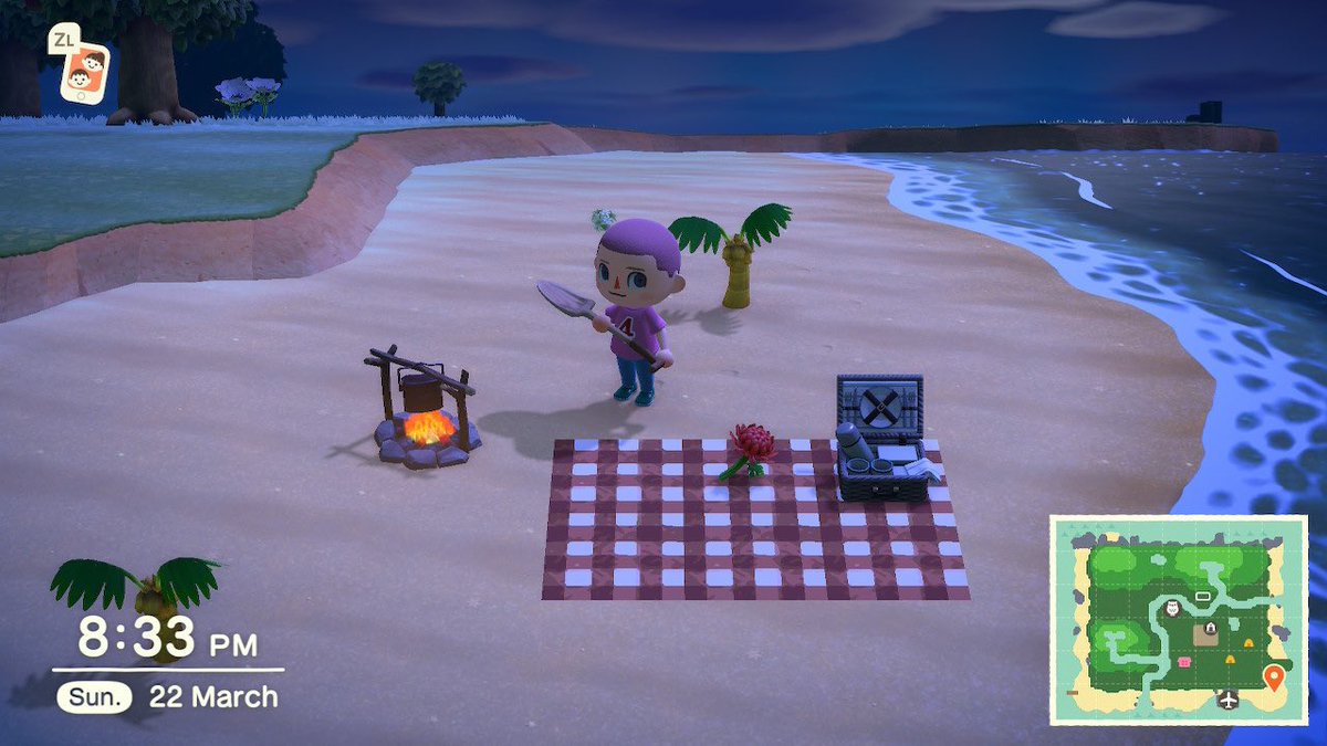 icedbeam's tweet photo. Made a little picnic spot on the beach, QR code for the blanket if anyone wants it 😚#AnimalCrossing  #ACNH  #NintendoSwitch https://t.co/NQDMrRQDMW