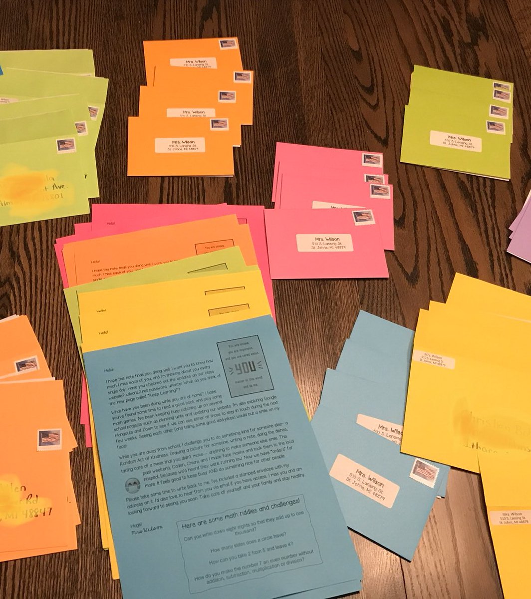 MrsWilsonNorth's tweet photo. Hey 6th graders- check your mailboxes and please write back! I miss you! #YouMatter https://t.co/cXkwQLm7Up