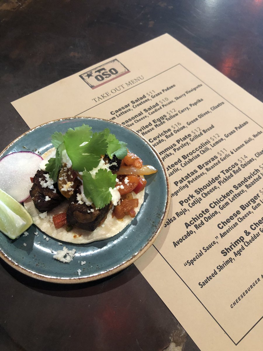 Today’s Take Our Specials at OSO: Seared Short Rib Tacos with Citrus Crema, Pico de Gallo, Cotija and Cilantro for $14. We also have the Farfalle with Seared Shrimp, Wilted Kale, Cherry Tomatoes and Parmesan Cream for $16. Open from 12-8pm today 707-931-6926.