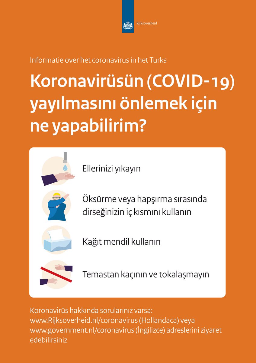 Türkçe Bilgi #Coronavirusnl #covid19Nederland