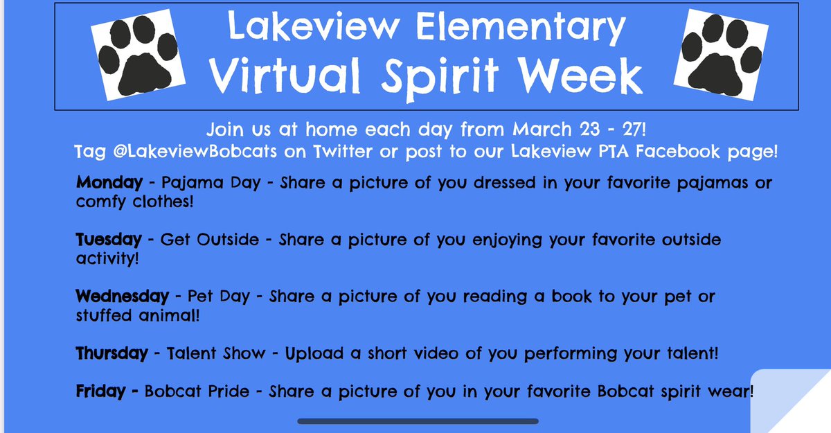 Lakeview Elementary - Official Page (@lakeviewbobcats) on Twitter photo Lakeview students! Show us your school spirit this week. Who’s in? <a href="/LakeviewBobcats/">Lakeview Elementary - Official Page</a> Lakeview students! Show us your school spirit this week. Who’s in? <a href="/LakeviewBobcats/">Lakeview Elementary - Official Page</a>