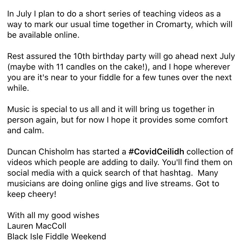 BlackIsleFiddle's tweet photo. Black Isle Fiddle Weekend 2020- An Update..... https://t.co/3sFihNHM6e