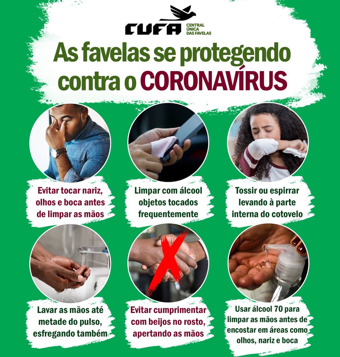 CUFA_Brasil's tweet photo. Essa é a campanha da Cufa contra o Corona Vírus #favelacontraovirus
Mas não conseguimos fazer isso sozinhos nos ajude  nessa missão!

Visite nosso site e faça a sua doação : https://t.co/6phWkmntVg https://t.co/n4E0SRz2eo