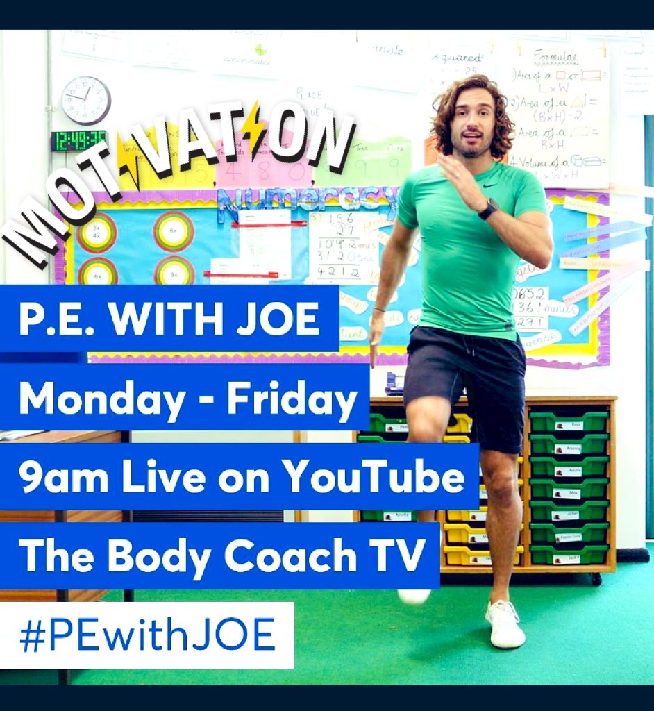 Less than 12 hours until the daily workouts begin... Don’t forget to tune in at 9am to stay both physically and mentally healthy! #pewithjoe #dailymotivation #squadgoals <a href="/MagnaCartaSch/">Magna Carta School</a> @TimSmithCEO @tmcsjanzan